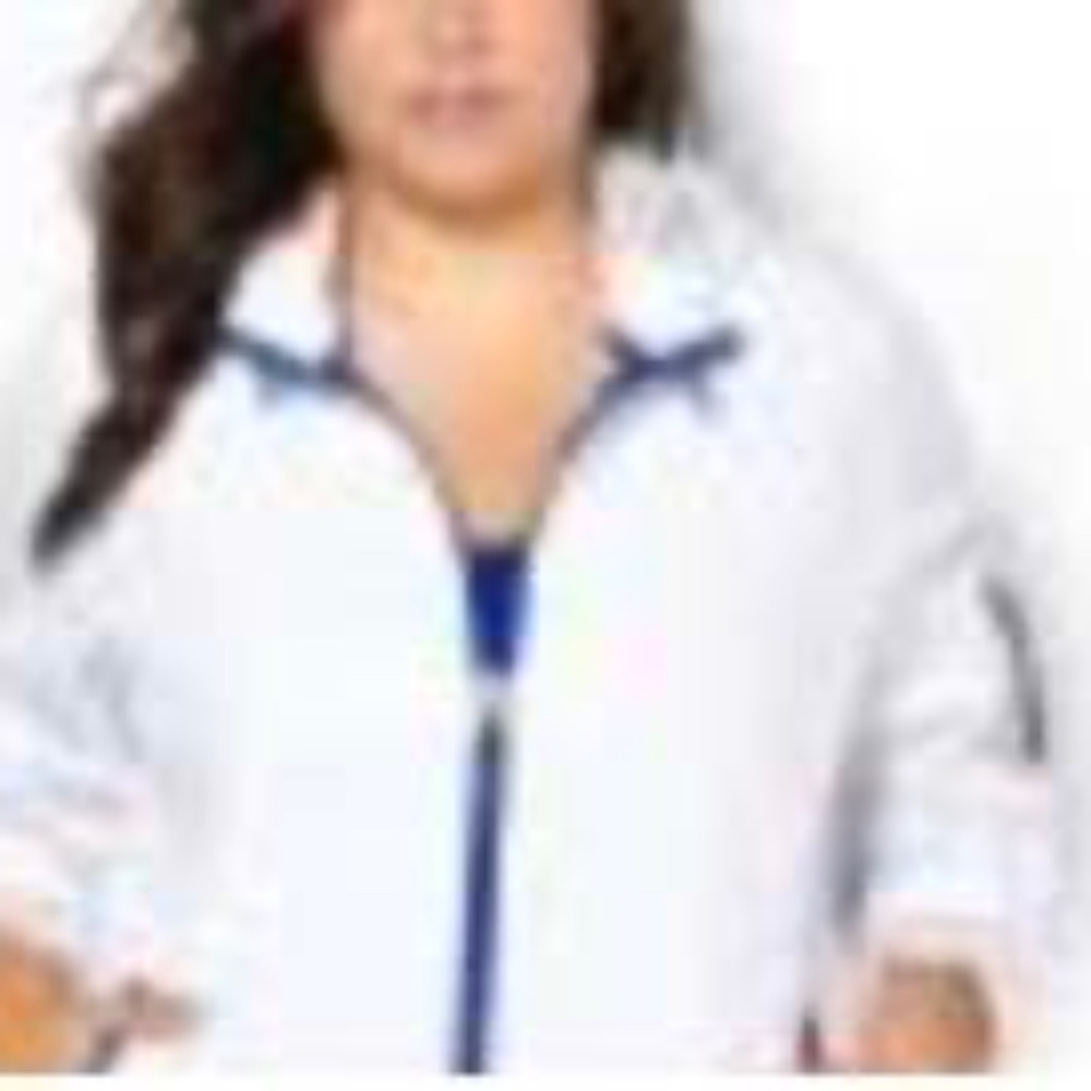 JACKET, WHITE with BLUE, SIZE 5X, FRONT ZIP, HOOD, POCKETS, ACTIVE ZONE for PENN